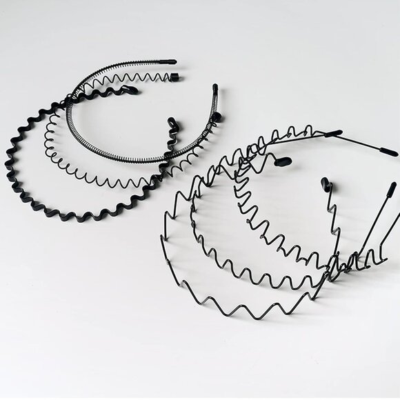 🆕Men A-New 6pcs Metal Fashion Unisex Wavy Outdoor Sport Simple Elastic Headband - Picture 14 of 14